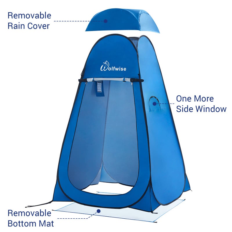 WolfWise Dressing Tent Shower Privacy Portable Camping Beach Toilet Pop Up Tents Changing Room Outdoor Backpack Shelter Blue - Image 3